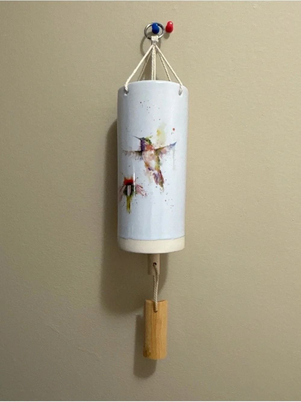 Demdaco White Hummingbird Coneflower Wind Chime